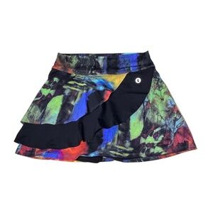 DONA JO DonaJo Pied Watercolor Rainbow Spin Skirt Skort Size 1 Small 14.5"